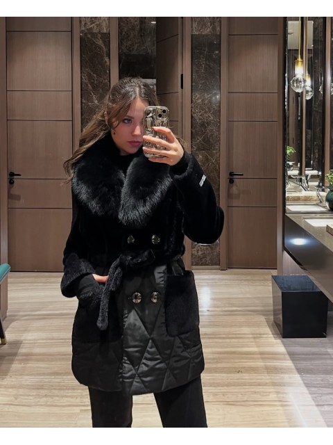 Puffer with Alcantara Fabric Collar and Original Fox Fur