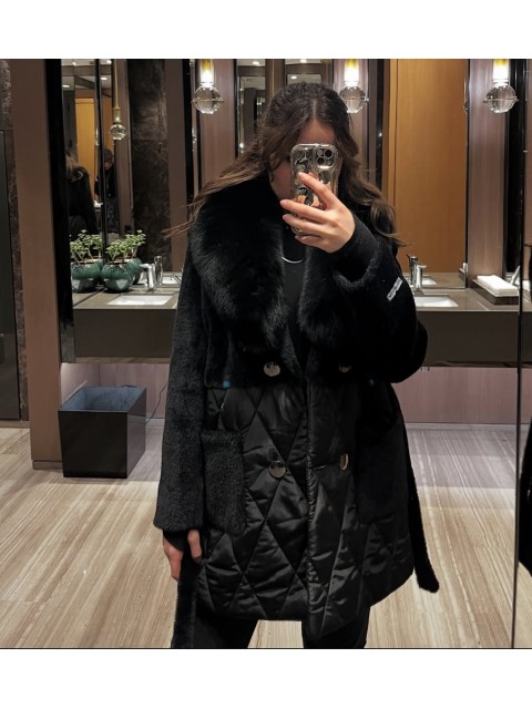 Puffer with Alcantara Fabric Collar and Original Fox Fur